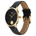 Sonata Gold Quartz Analog Watch for Men with Black Dial Leather Strap With An Eye-Catching Gold Coin on Dial
