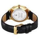 Sonata Gold Quartz Analog Watch for Men with Black Dial Leather Strap With An Eye-Catching Gold Coin on Dial