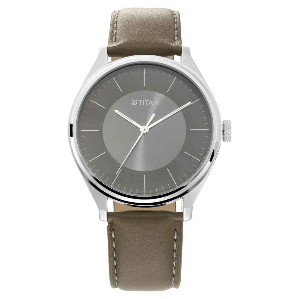Titan Men's Urban Edge Lustrous Olive Dial Leather Watch