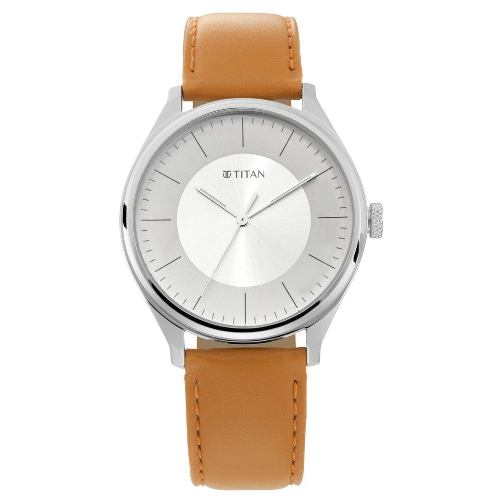 Titan Men's Urban Edge Lustrous White Dial Leather Watch