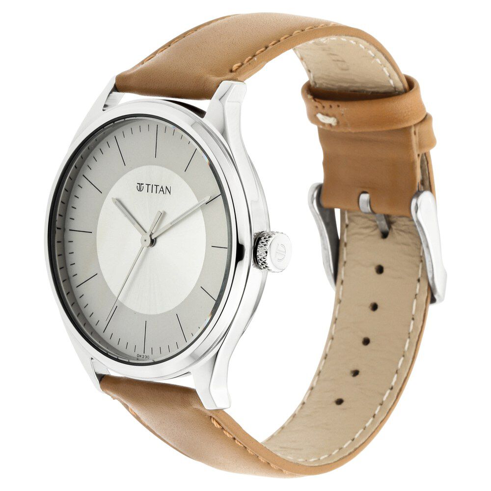 Titan Men's Urban Edge Lustrous White Dial Leather Watch