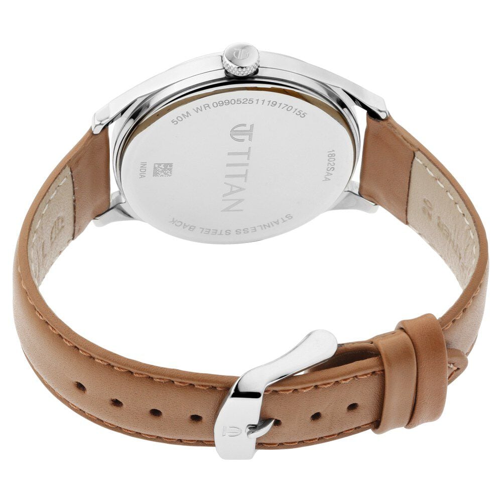 Titan Men's Urban Edge Lustrous White Dial Leather Watch