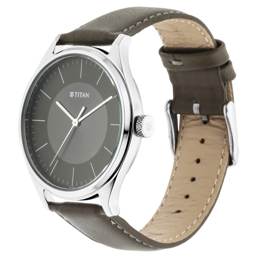 Titan Men's Urban Edge Lustrous Olive Dial Leather Watch