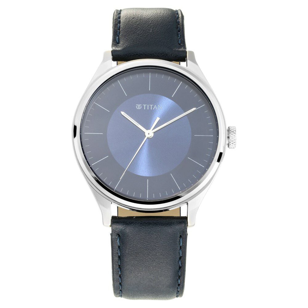 Titan Men's Urban Edge Lustrous Blue Dial Leather Watch