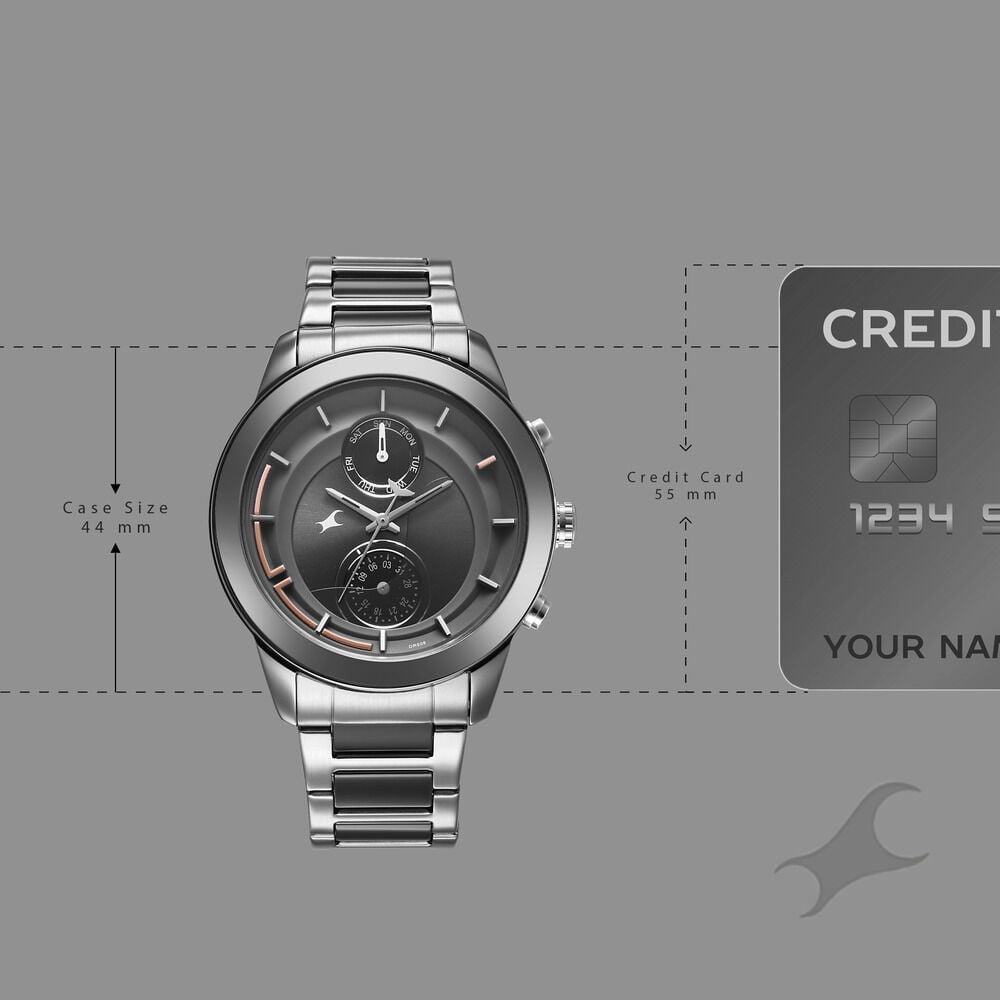 Fastrack Oceanyx - Ceramic Quartz Multifunction Grey Dial Two Toned Strap Watch For Guys