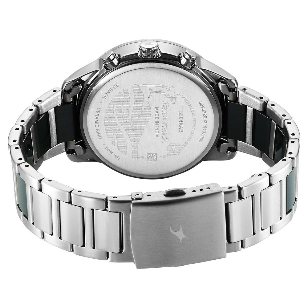 Fastrack Oceanyx - Ceramic Quartz Multifunction Green Dial Two Toned Strap Watch For Guys