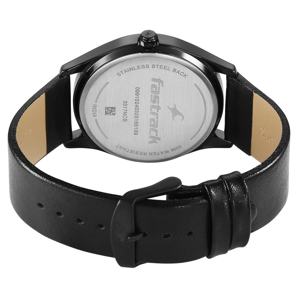 Fastrack Groove Quartz Analog Green Dial Black Leather Strap Watch For Guys