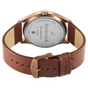 Fastrack Groove Quartz Analog Blue Dial Brown Leather Strap Watch For Guys
