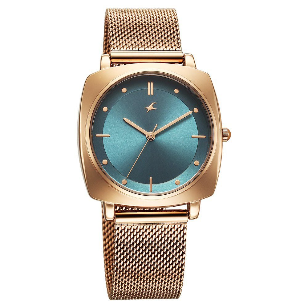 Fastrack Stunners X Quartz Analog Green Dial Stainless Steel Strap Watch For Girls