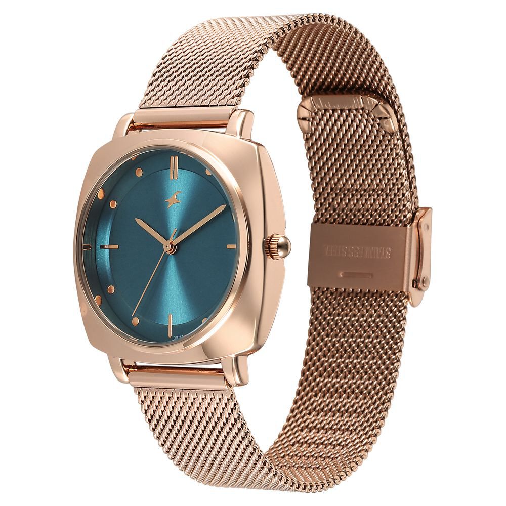 Fastrack Stunners X Quartz Analog Green Dial Stainless Steel Strap Watch For Girls