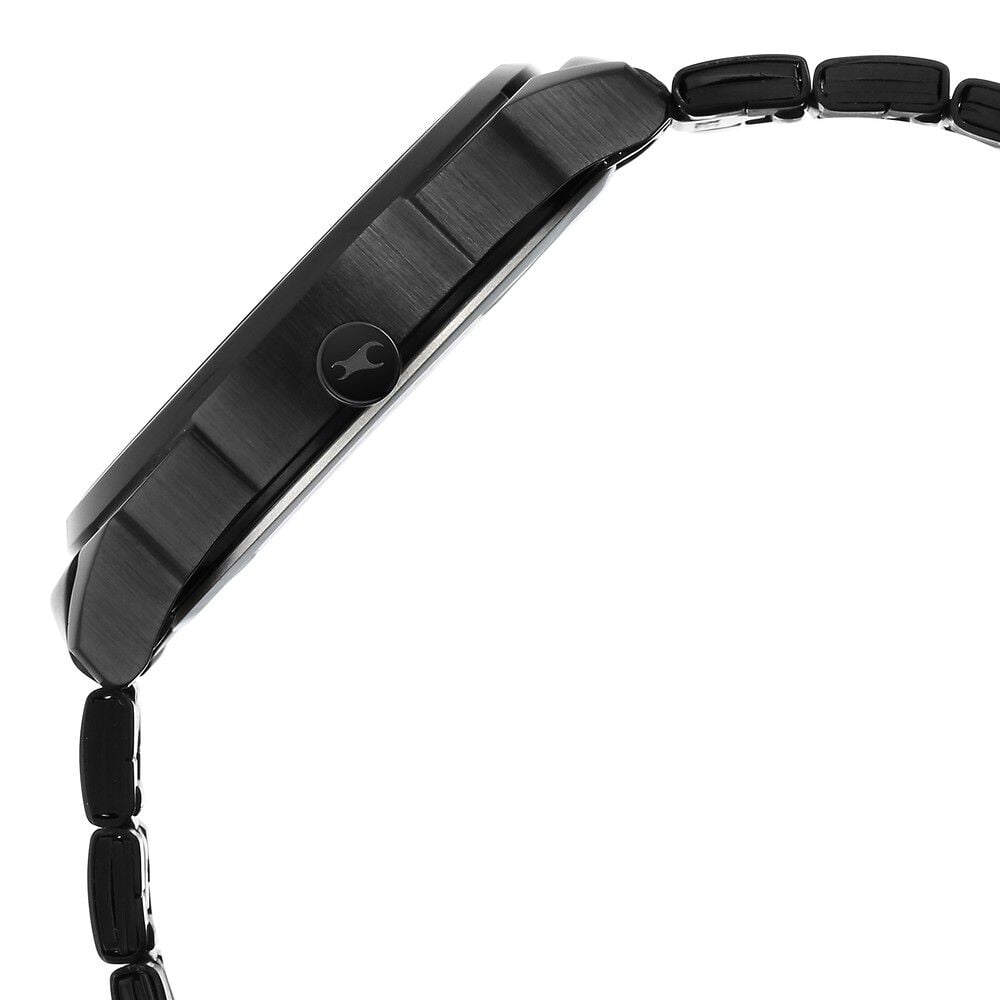 Fastrack Quartz Analog Black Dial Black Stainless Steel Strap Watch for Guys