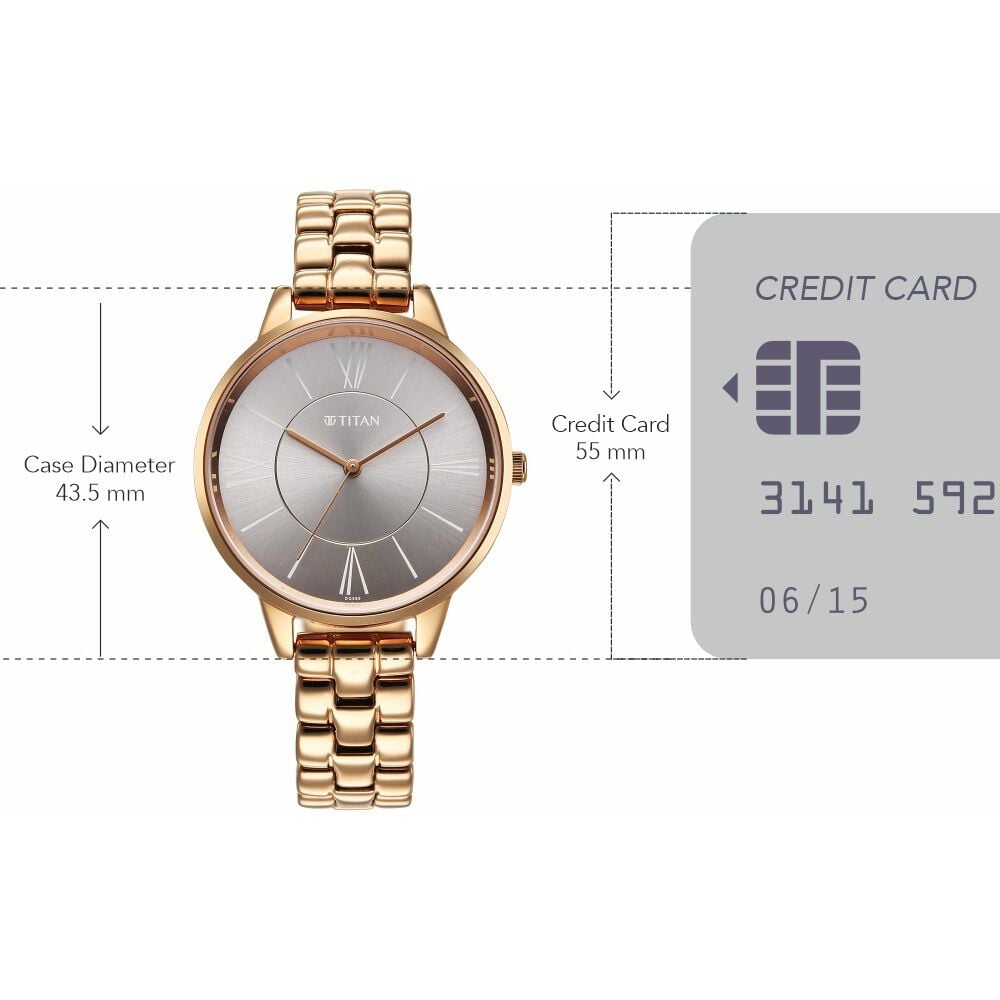 Titan Neo Quartz Analog Grey Dial Rose Gold Metal Strap Watch For Women