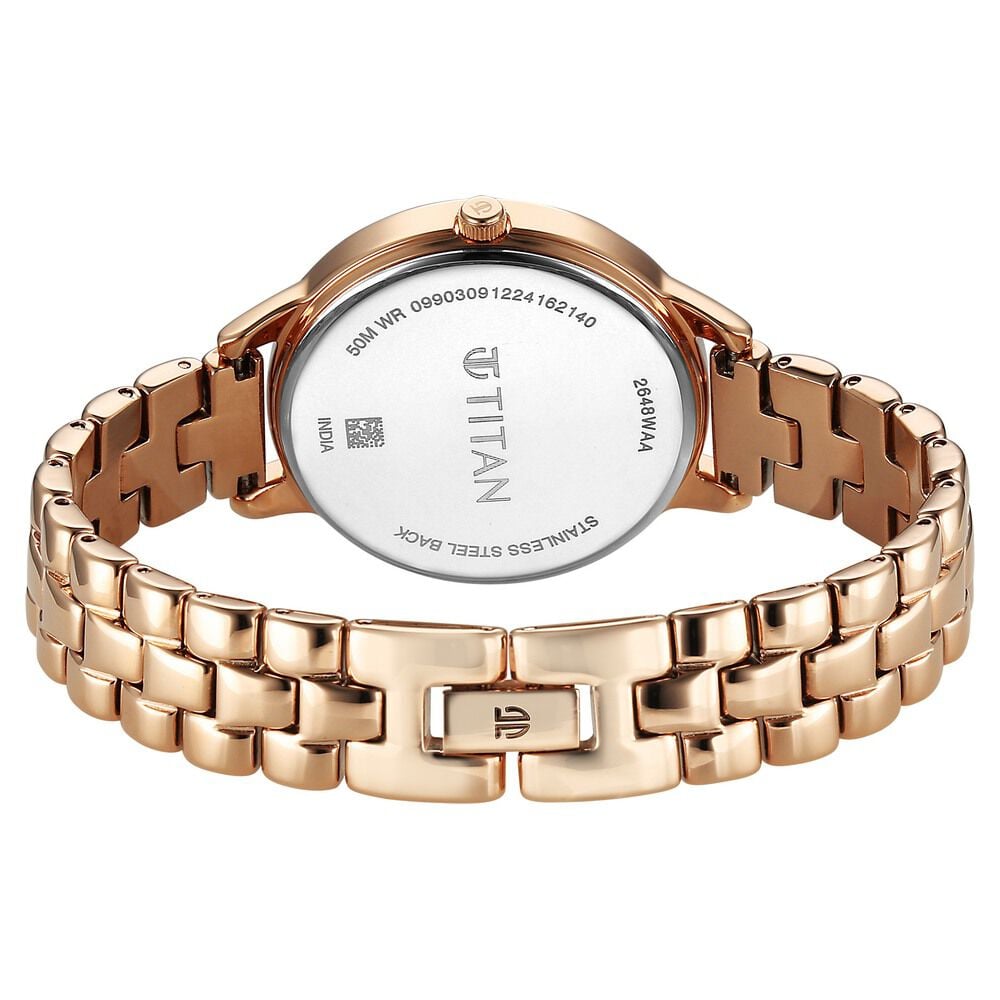 Titan Neo Quartz Analog Grey Dial Rose Gold Metal Strap Watch For Women
