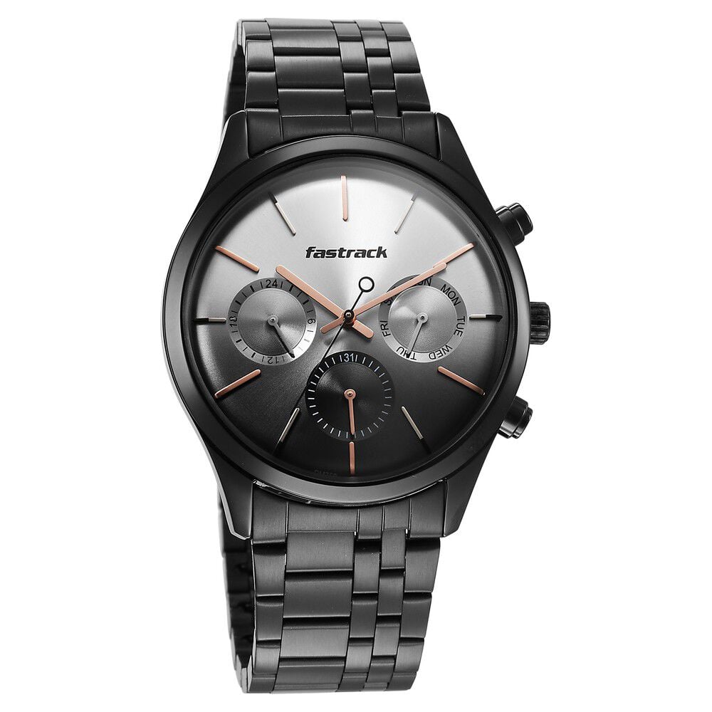 Fastrack Opulence Quartz Multifunction Multicoloured Dial Stainless Steel Strap Watch for Guys