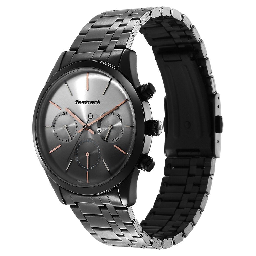 Fastrack Opulence Quartz Multifunction Multicoloured Dial Stainless Steel Strap Watch for Guys