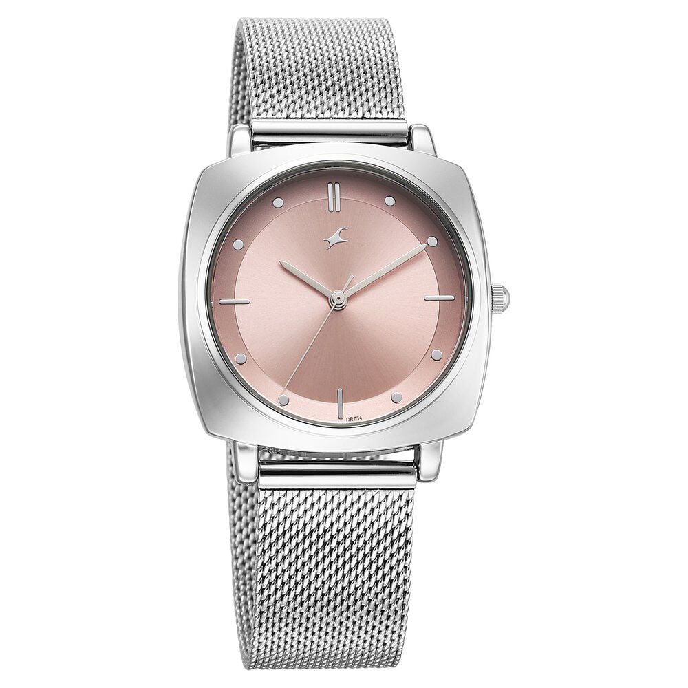 Fastrack Stunners X Quartz Analog Pink Dial Stainless Steel Strap Watch For Girls