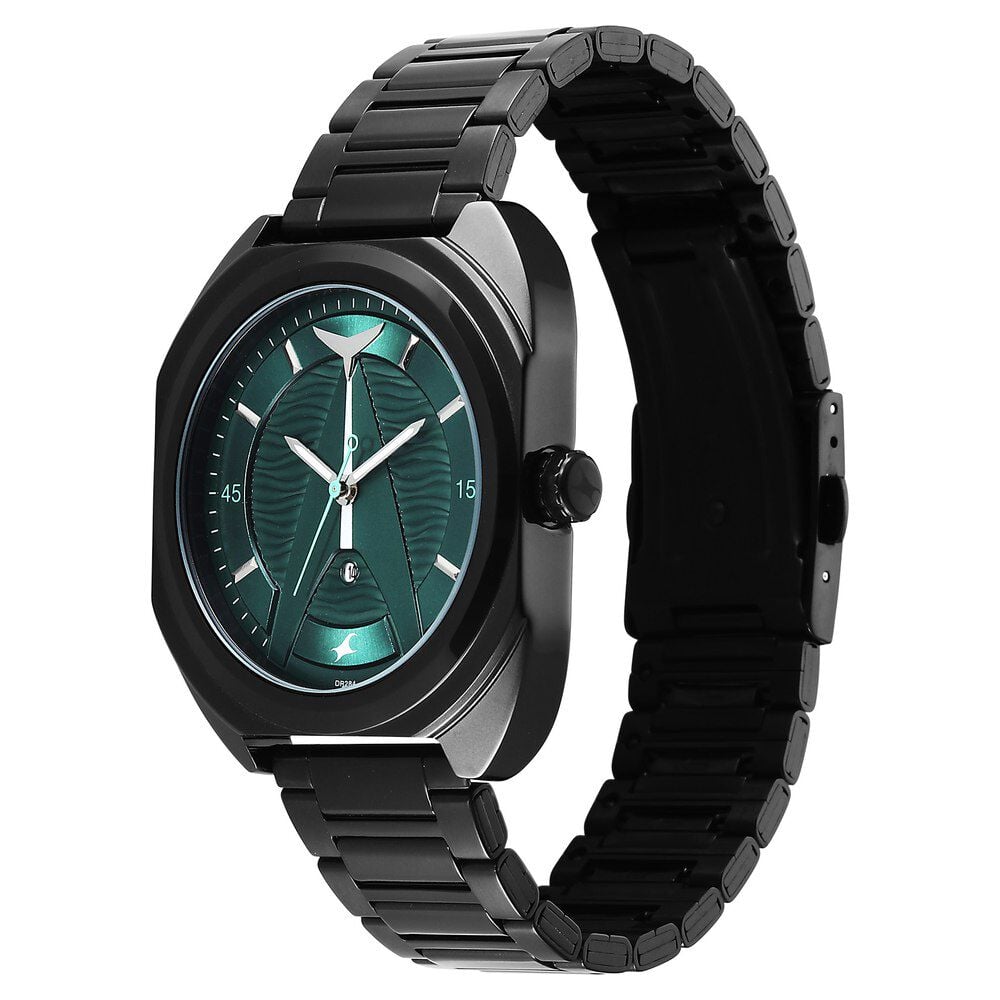 Fastrack Oceanyx Quartz Analog with Date Green Dial Black Strap Watch For Guys