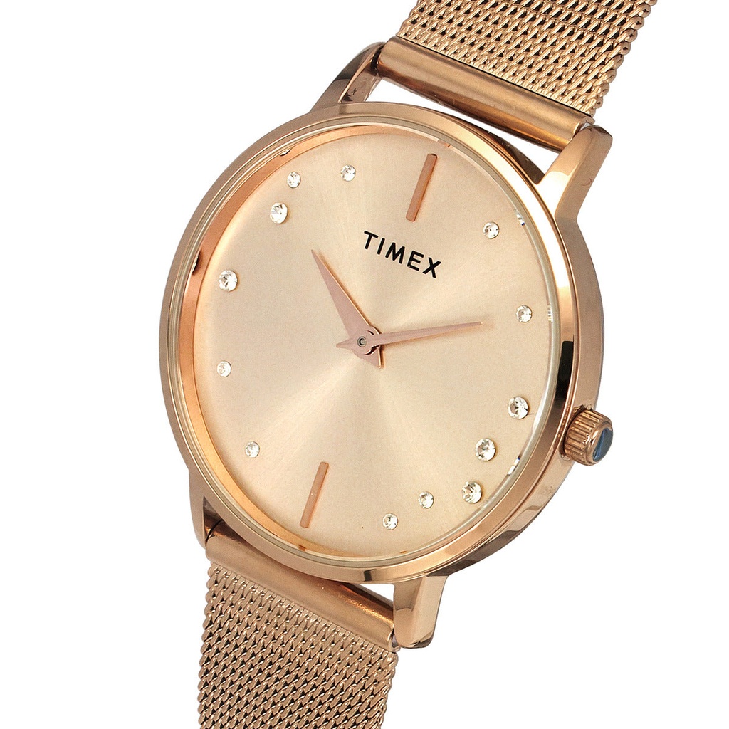 Timex Fashion Women's Rose Gold Dial Round Case 2 Hands Function Watch -TWEL15602