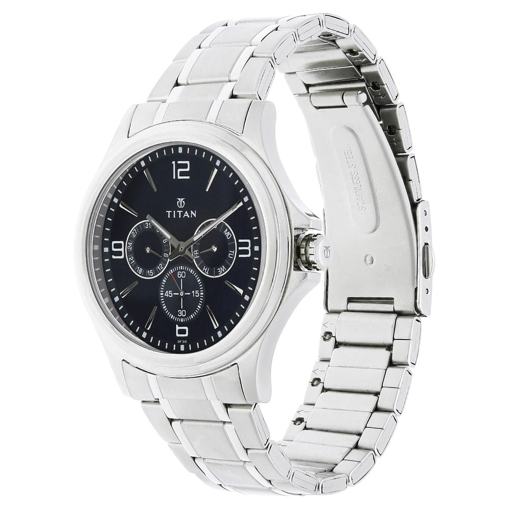 Titan Blue Dial Quartz Multifunction Stainless Steel Strap watch for Men