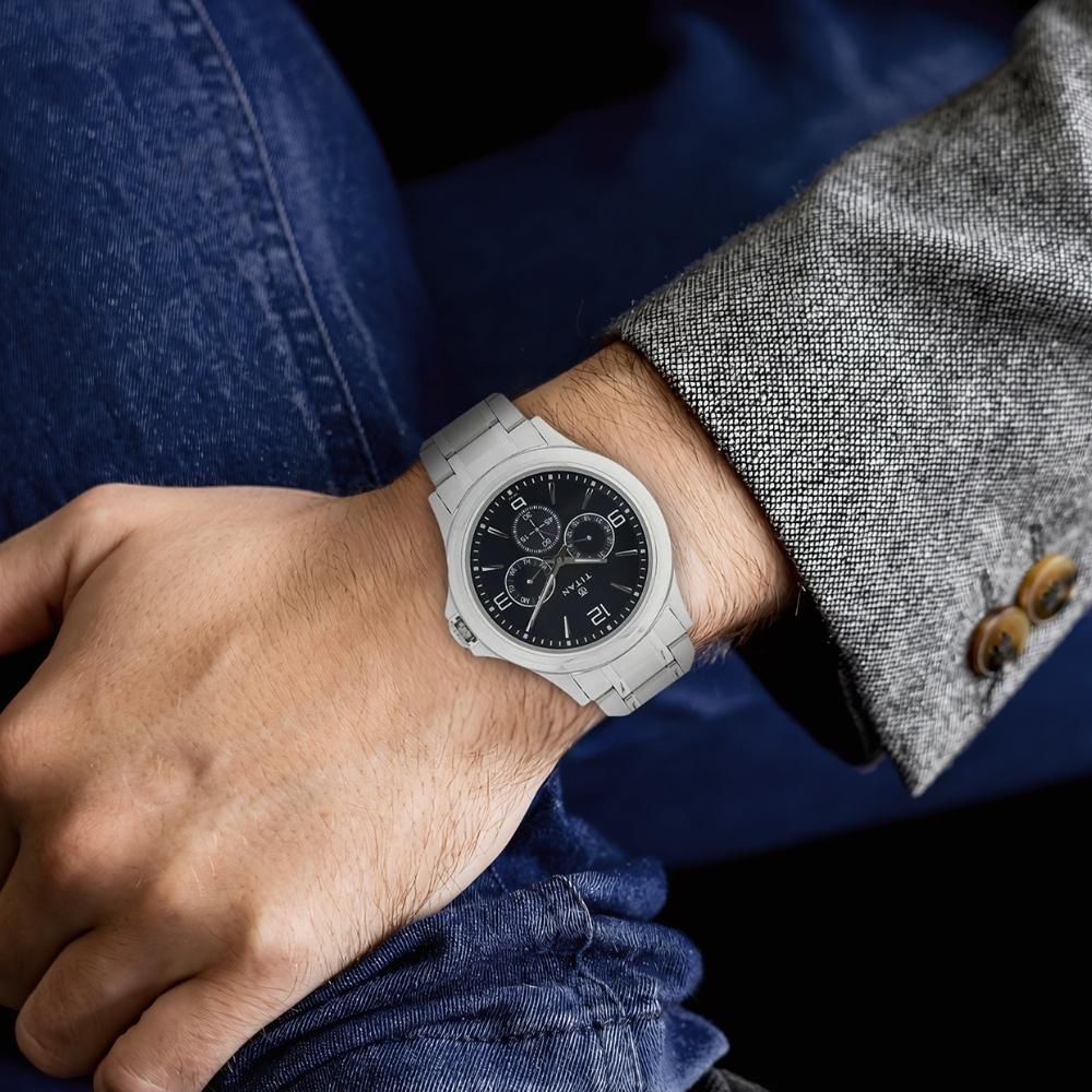Titan Blue Dial Quartz Multifunction Stainless Steel Strap watch for Men