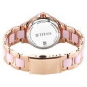 Titan Glamour Quartz Multifunction Mother Of Pearl Dial Pink Ceramic & Steel Strap Watch For Women