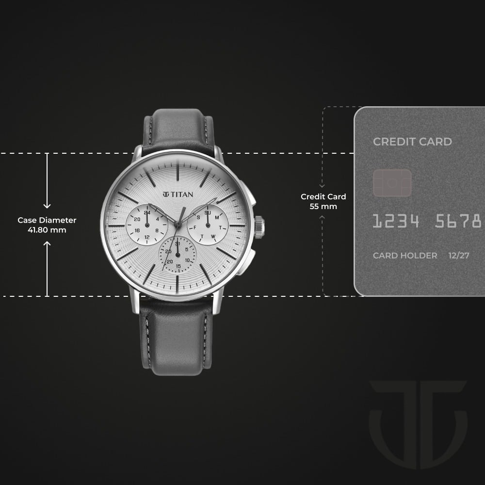 Titan Light leathers Multifunction Silver Dial Leather Strap Watch For Men