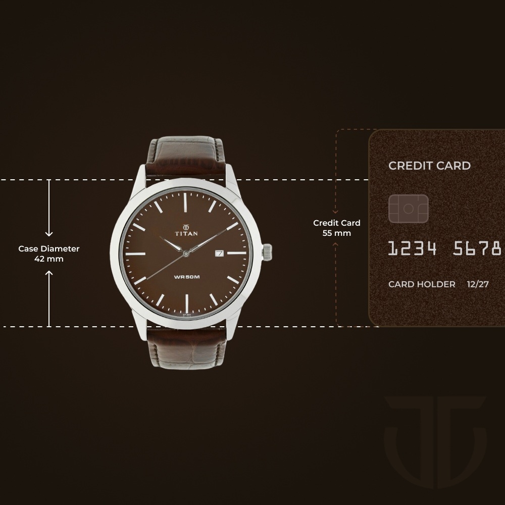 Titan Quartz Analog with Date Brown Dial Leather Strap Watch for Men