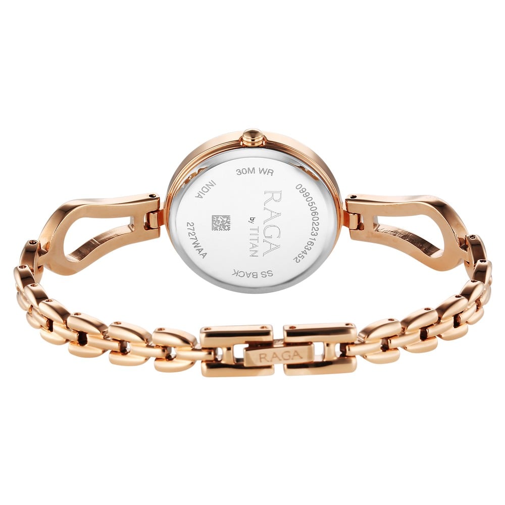 Titan Raga Quartz Analog Rose Gold Dial Rose Gold Metal Strap Watch For Women