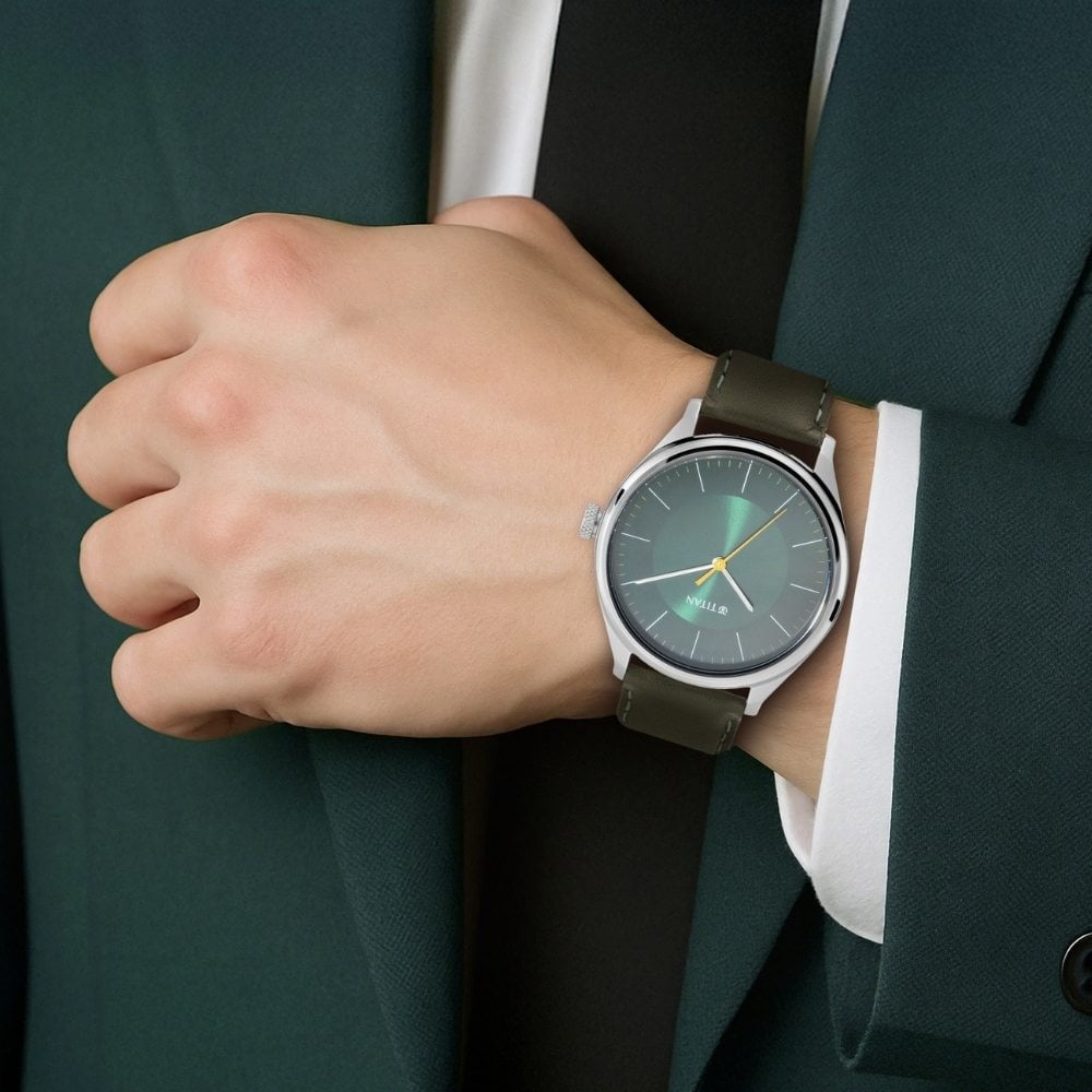 Titan Men's Urban Edge Lustrous Green Dial Leather Watch