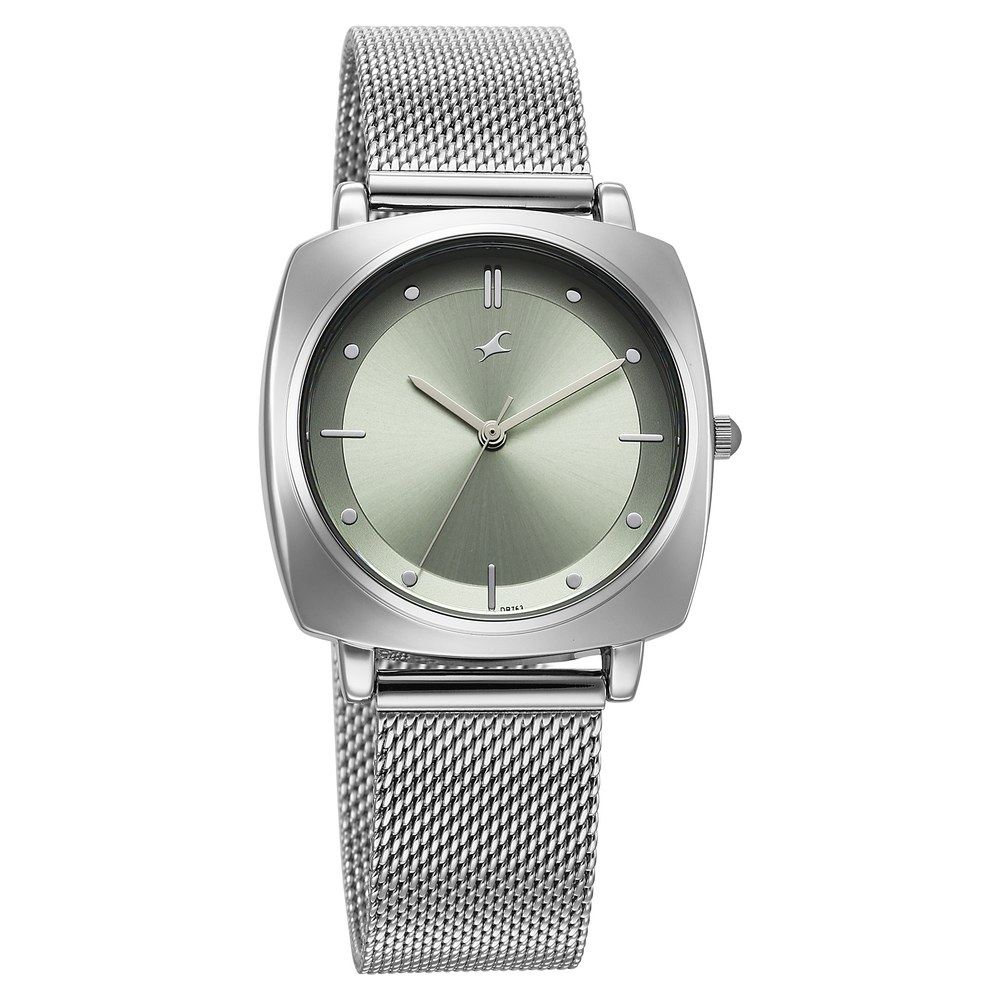 Fastrack Stunners X Quartz Analog Green Dial Stainless Steel Strap Watch For Girls