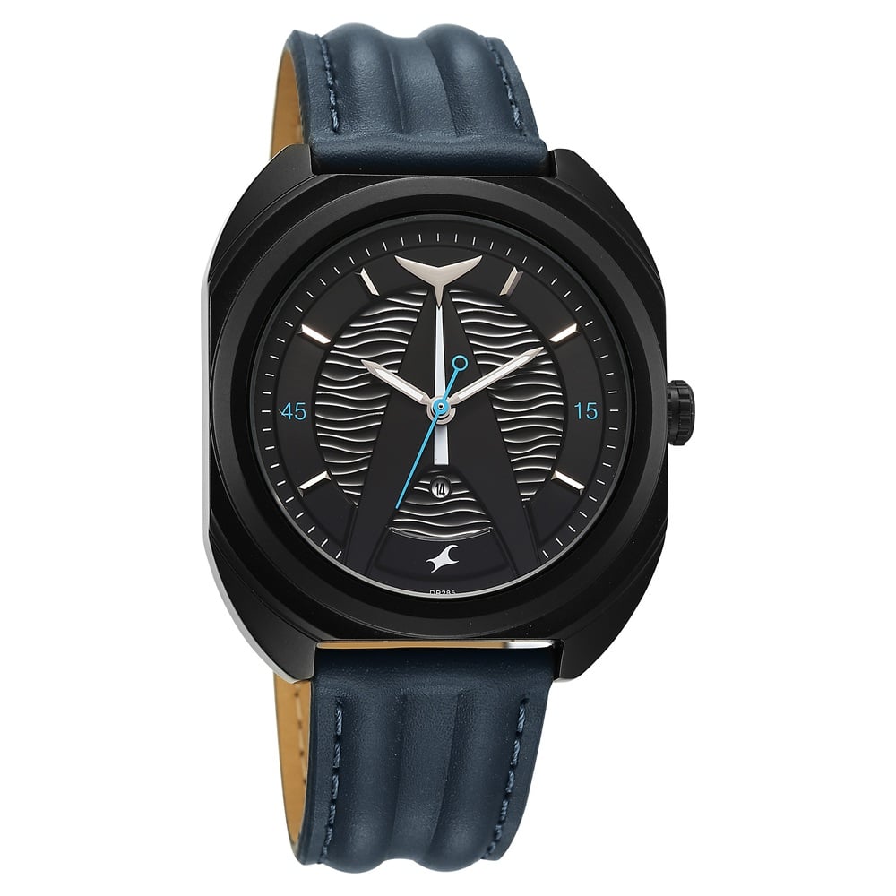 Fastrack Oceanyx Quartz Analog with Date Black Dial Blue Strap Watch For Guys