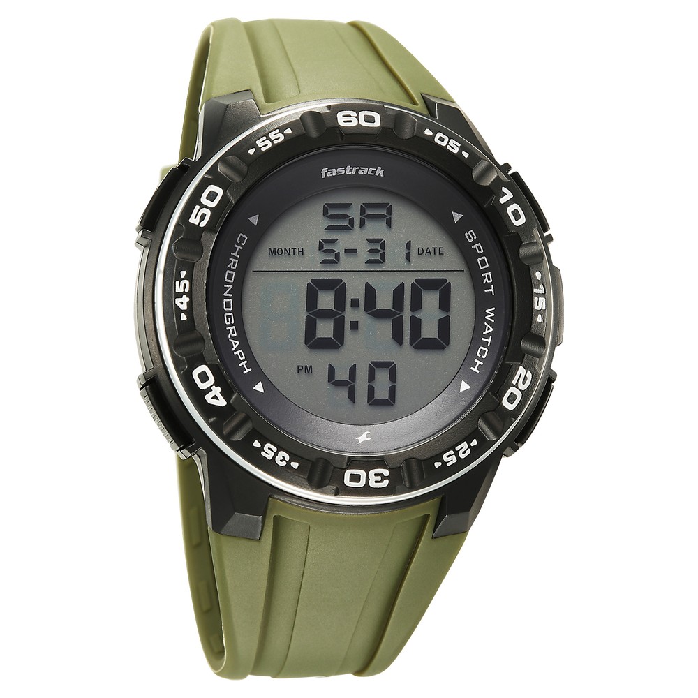 Fastrack StreetStyle Digital Dial Green Polyether Strap Watch For Unisex