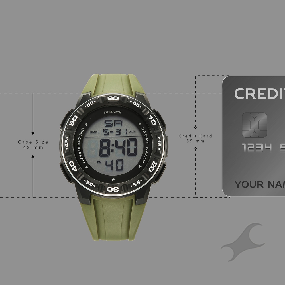 Fastrack StreetStyle Digital Dial Green Polyether Strap Watch For Unisex