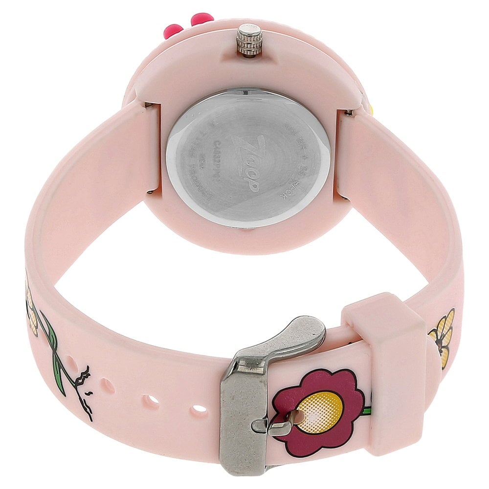 Zoop Analog Watch with Golden Dial & Pink Strap for Girls Kids, from House of Titan