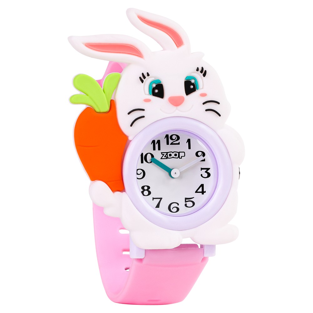 Zoop Analog Bunny Rabbit Watch with White Dial & Pink Strap for Boys Girls Kids, from House of Titan