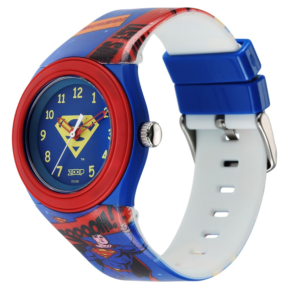 Zoop Justice League Superman Analog Watch with Blue Dial & Multicoloured Strap for Boys Kids, from House of Titan
