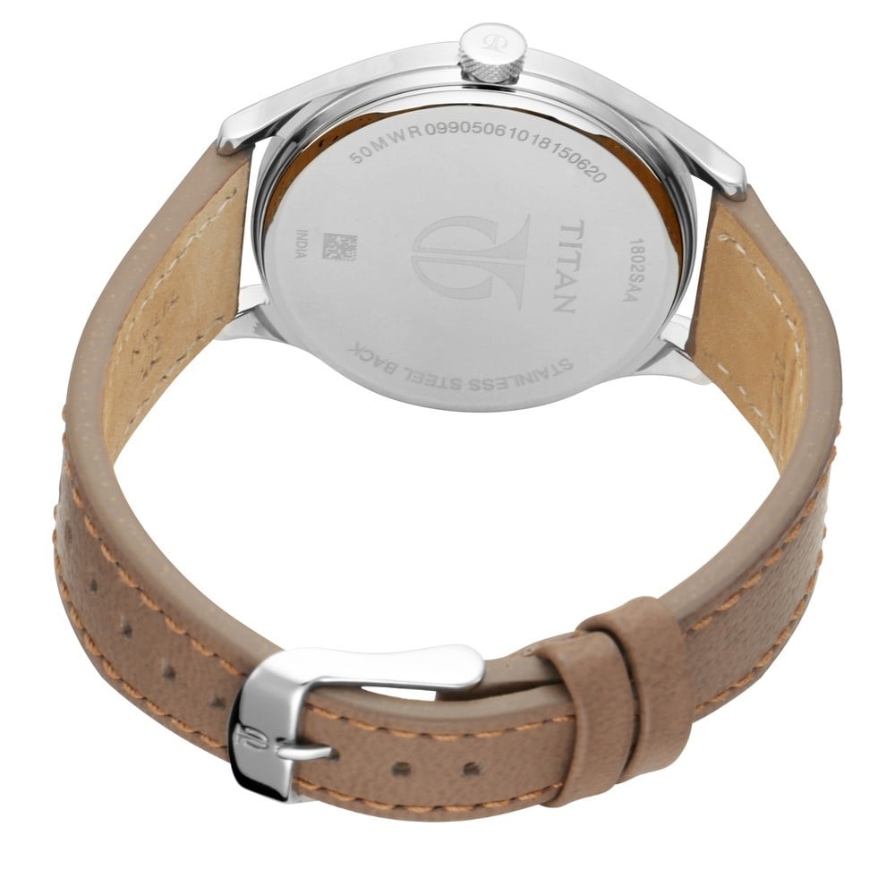 Titan Men's Urban Edge Lustrous Silver Dial Leather Watch