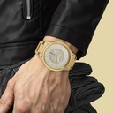 Titan Quartz Analog with Day and Date Yellow Dial Metal Strap Watch for Men