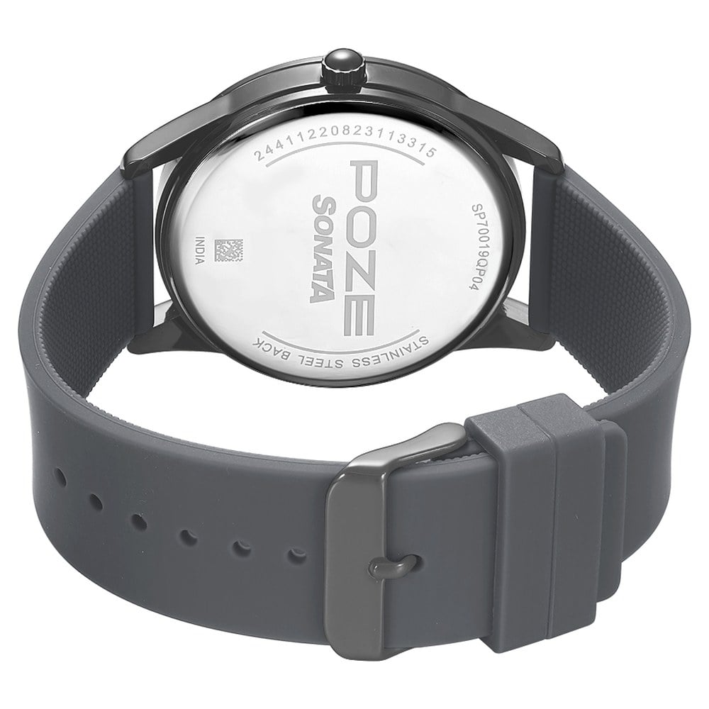 Poze by Sonata Quartz Analog Black Dial Silicone Strap Watch for Men