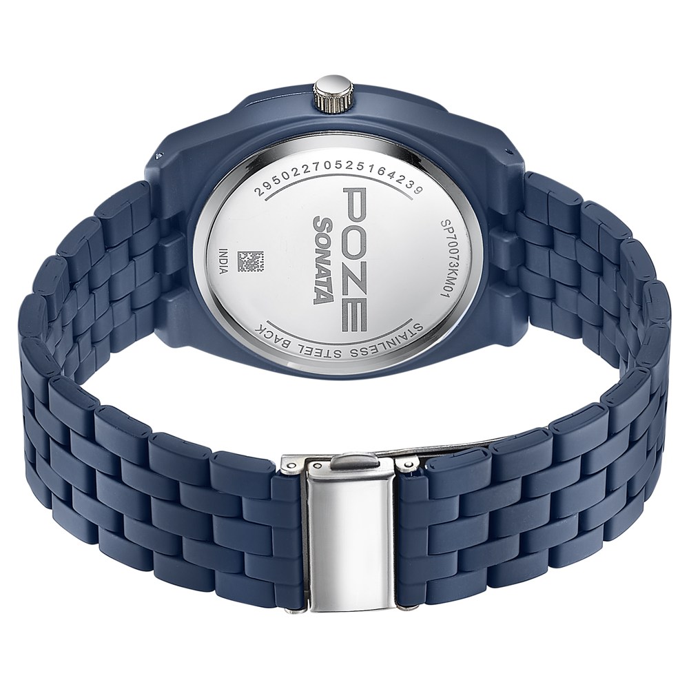 Sonata Poze Quartz Analog Blue Dial Blue Metal Strap Watch For Men