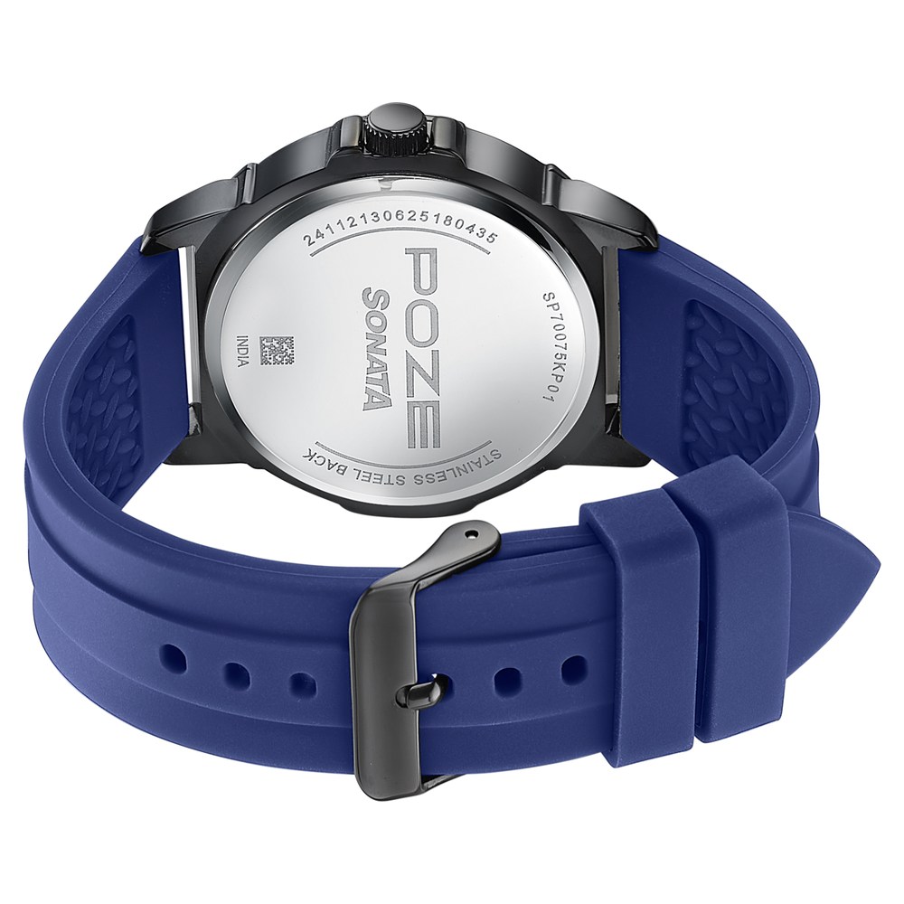 Sonata Poze Quartz Analog Blue Dial Blue Silicone Strap Watch For Men