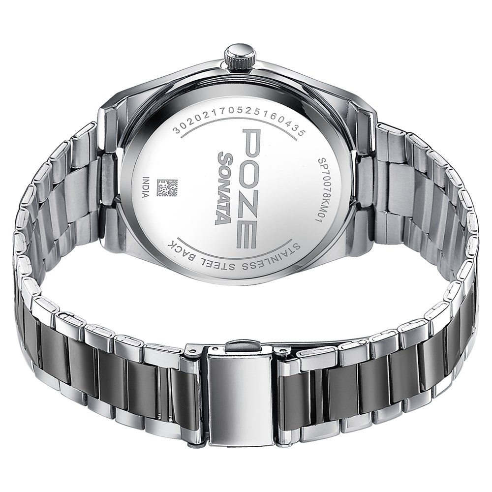 Sonata Poze Quartz Analog Green Dial Two Toned Metal Strap Watch For Men