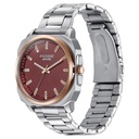 Sonata Poze Quartz Analog Red Dial Silver Metal Strap Watch For Men
