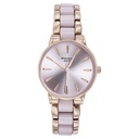 Sonata Poze Quartz Analog Pink Dial Rose Gold Color Metal With Crystal Strap Watch For Women