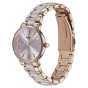 Sonata Poze Quartz Analog Pink Dial Rose Gold Color Metal With Crystal Strap Watch For Women
