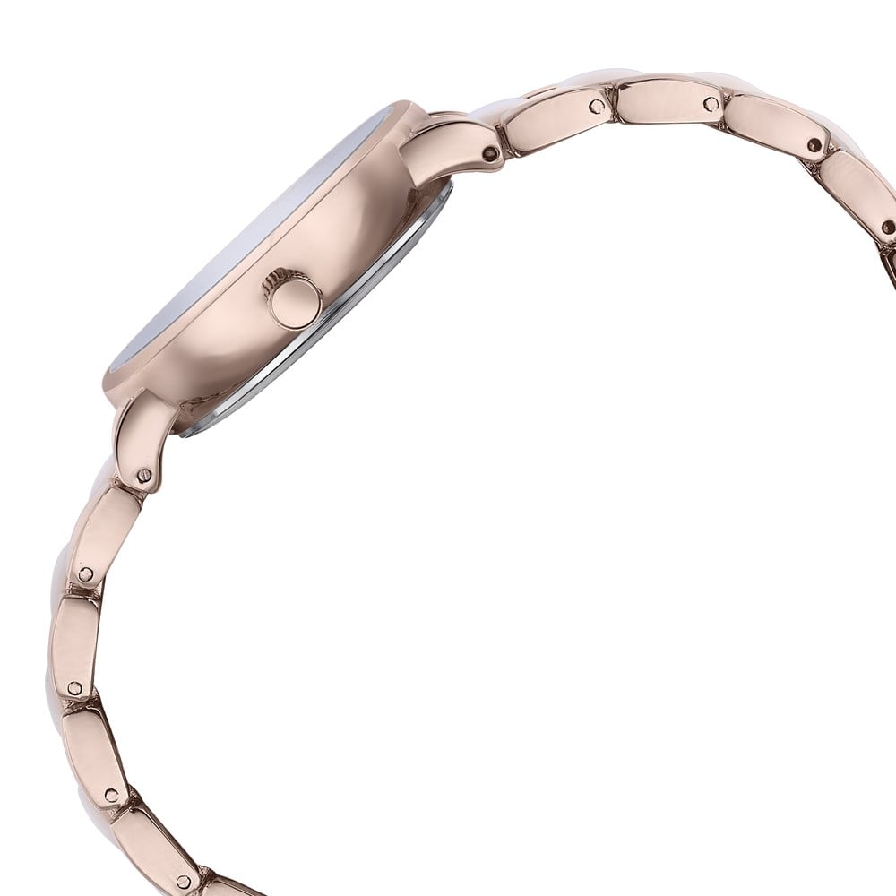 Sonata Poze Quartz Analog Pink Dial Rose Gold Color Metal With Crystal Strap Watch For Women