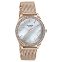 Sonata Poze Quartz Analog Mother of Pearl Dial Rose Gold Color Stainless Steel Strap Watch For Women
