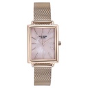 Sonata Poze Quartz Analog Pink Mother Of Pearl Dial Rose Gold Color Stainless Steel Strap Watch For Women