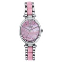 Sonata Poze Quartz Analog Pink Mother Of Pearl Dial Bimetal Strap Watch For Women