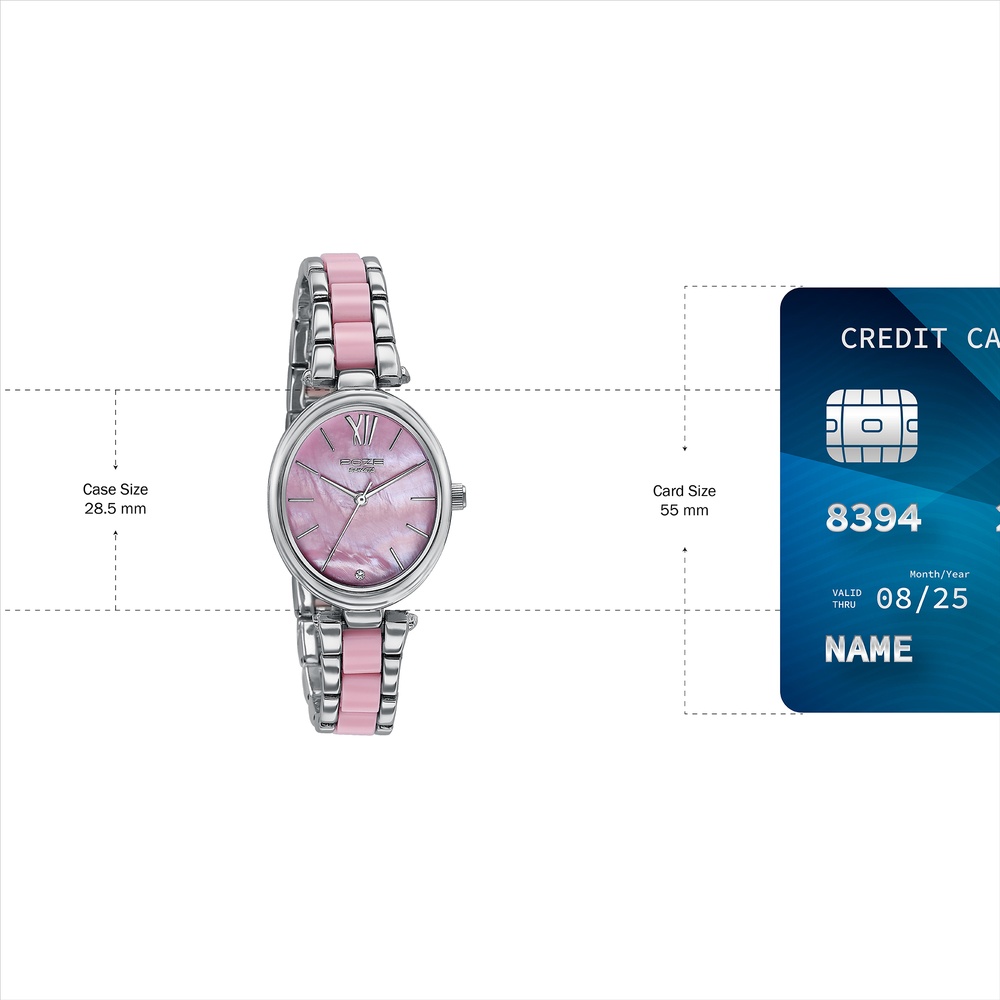 Sonata Poze Quartz Analog Pink Mother Of Pearl Dial Bimetal Strap Watch For Women